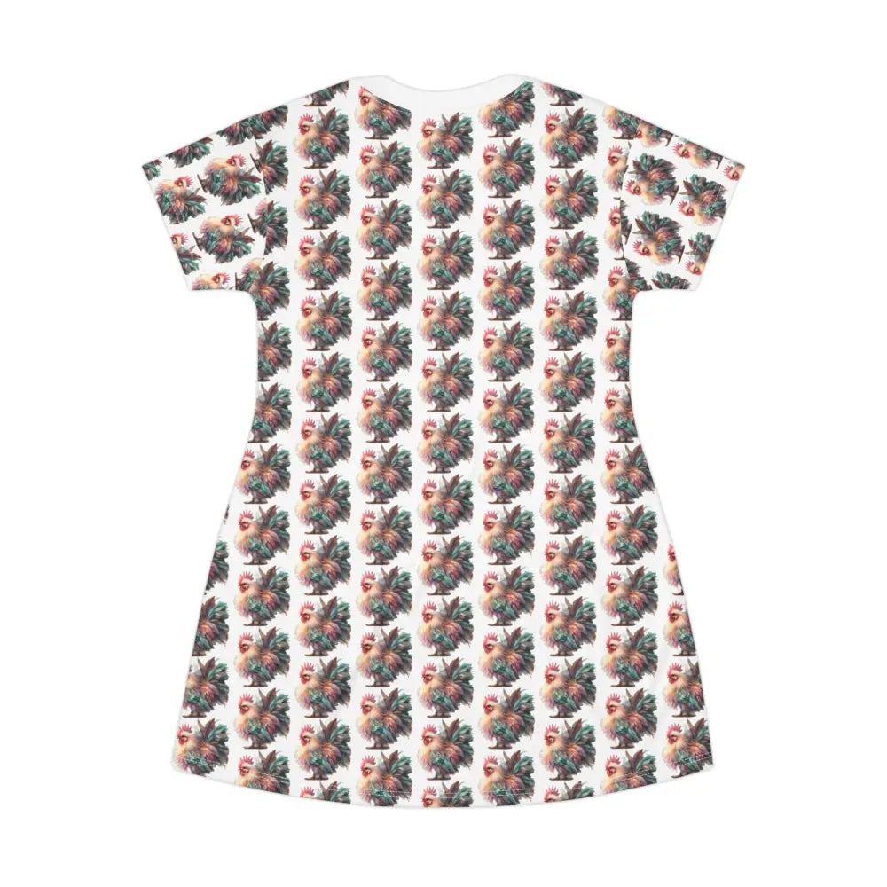 Pastel Majesty Tee Dress – Vibrant Feathered Elegance Double R Western’s™ Tee Shirt Dress (AOP) L All Over Prints