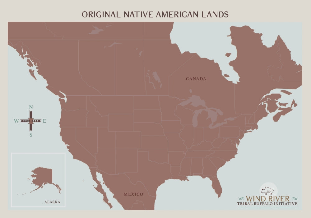animated map video illustrating the historic range of bison across Native American lands, the shrinking of their habitat over time due to railroads and settlement, near-extinction in 1902, and the restoration of buffalo to tribal lands through modern conservation efforts