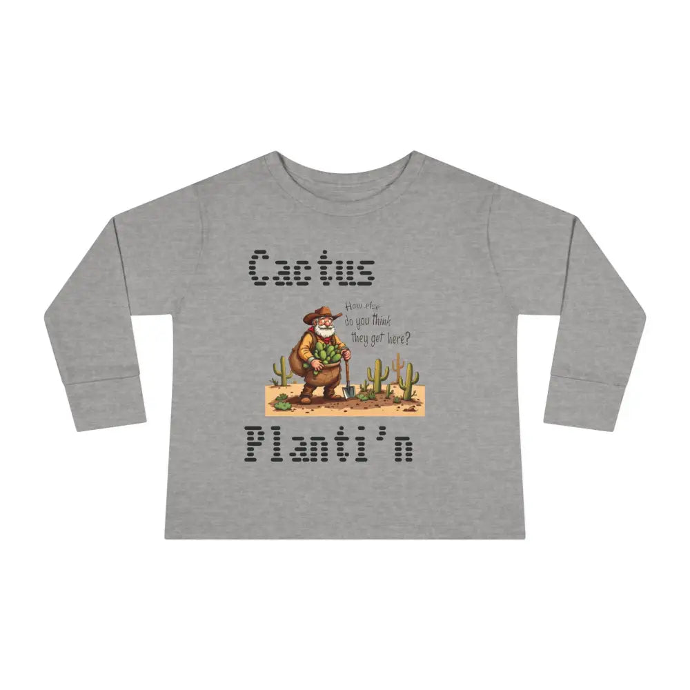 ’Prickly Adventure’ - Double R Western’s - Toddler Long Sleeve Tee - 2T / Heather - Kids clothes