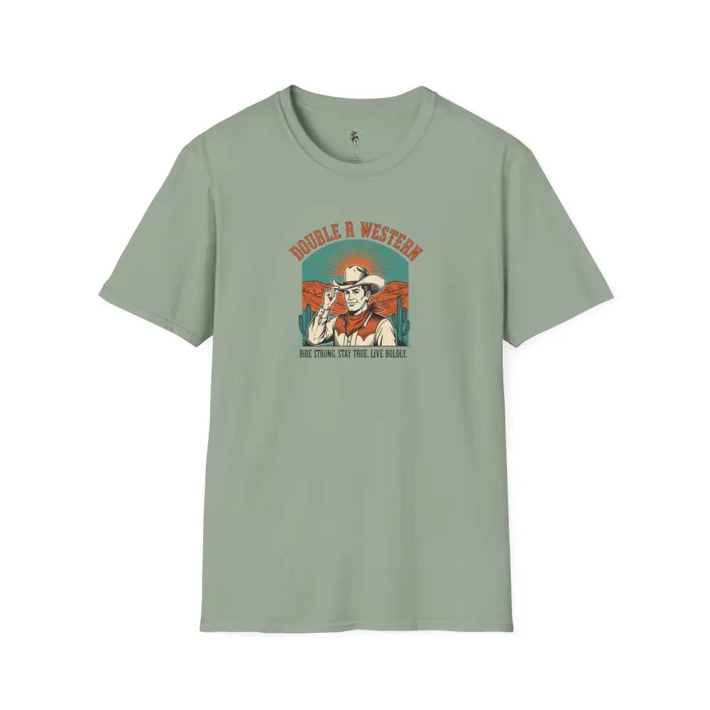 Retro Western Vintage Tee – Unisex Old West Style Sage / S T Shirt