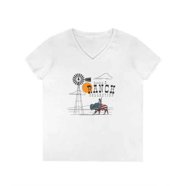 ’Ride on’ Double R Western’s™ Ladies’ V Neck T Shirt S / White V neck