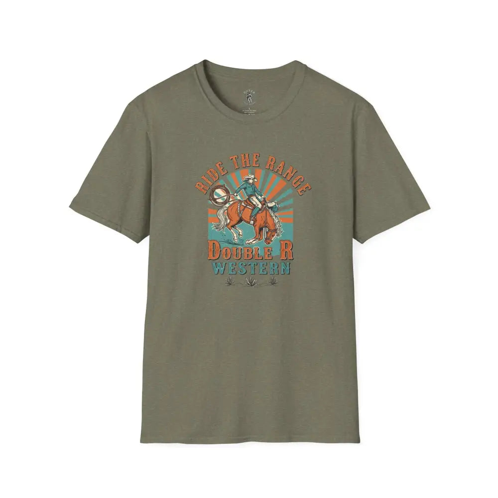 Ride the Range Vintage Western Tee – Double R Western™ Heather Military Green / S T Shirt
