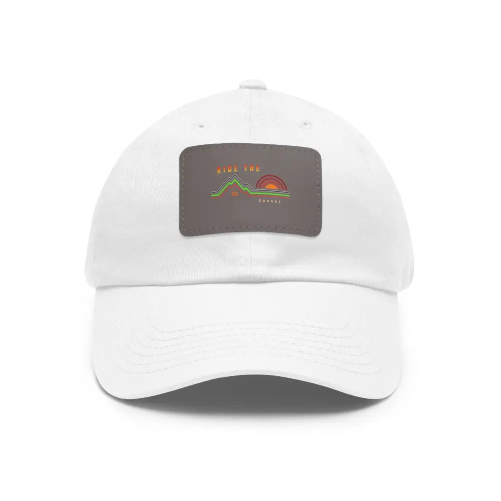 ’Ride the Sunset’ Double R Western’s Dad Hat with Leather Patch (Rectangle) White / Grey patch / Rectangle / One size