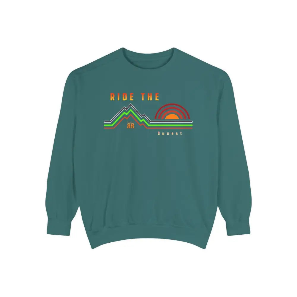’Ride the Sunset’ Double R western’s Dyed Sweatshirt Blue Spruce / S Sweatshirt