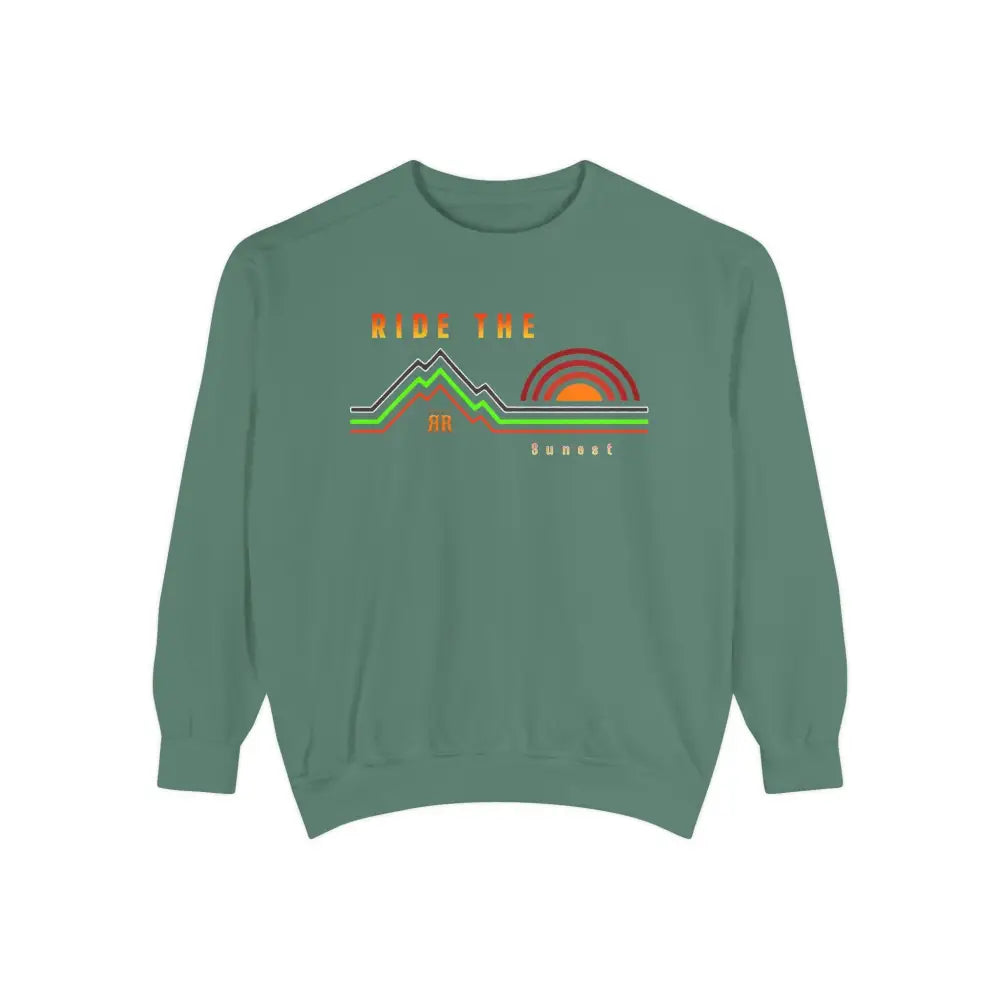 ’Ride the Sunset’ Double R western’s Dyed Sweatshirt Light Green / S Sweatshirt