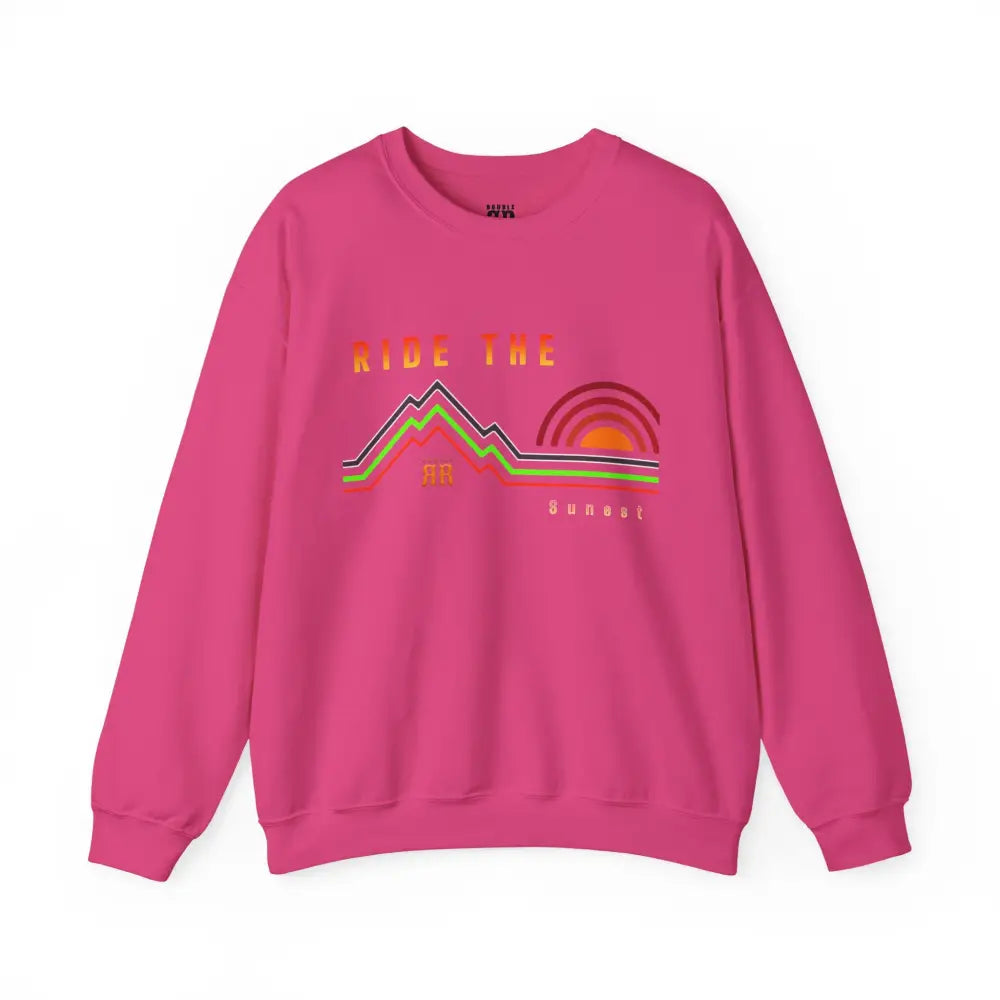 ’Ride the sunset’ Double R Western’s Women’s Heavy Blend™ Crewneck Sweatshirt Heliconia / S Sweatshirt