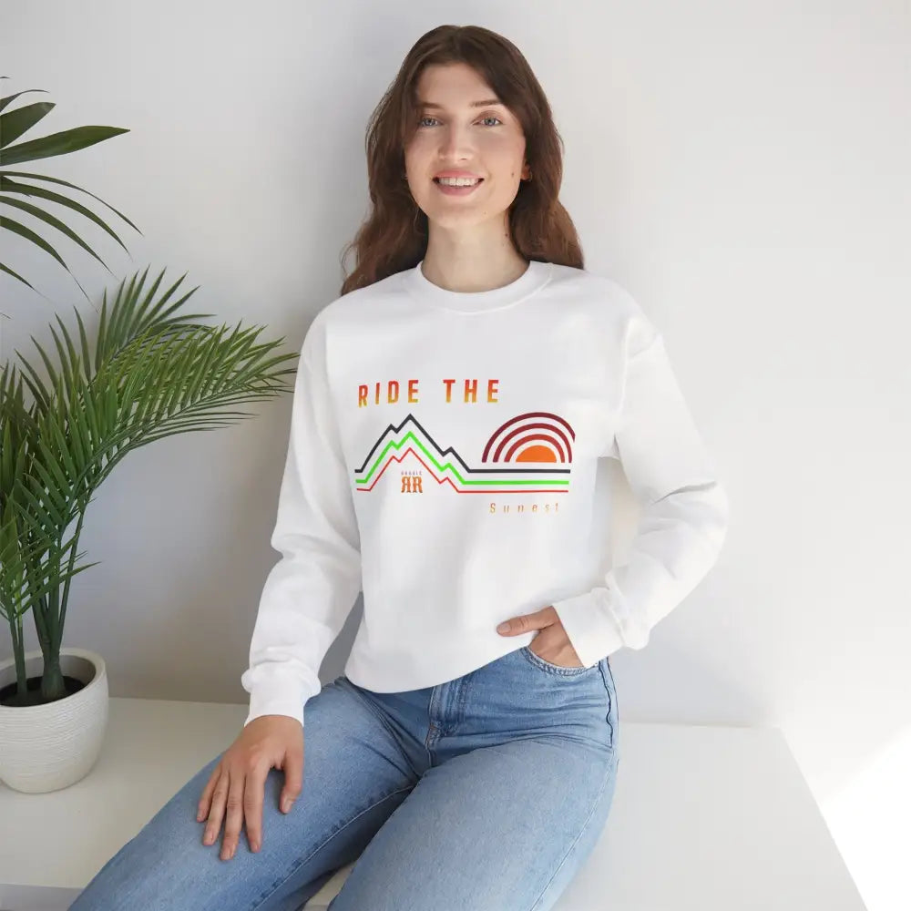 ’Ride the sunset’ Double R Western’s Women’s Heavy Blend™ Crewneck Sweatshirt Sweatshirt
