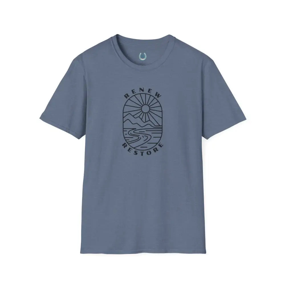 ’RR Adventure Tee.’ Double R western’s™ Tri Blend Crew Tee S / Heather Indigo T Shirt