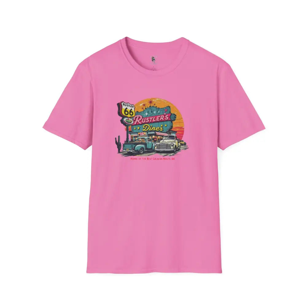 ’Rustler’s Diner Tee’ - Double R Western’s™ - Softstyle T-Shirt - S / Azalea - T-Shirt