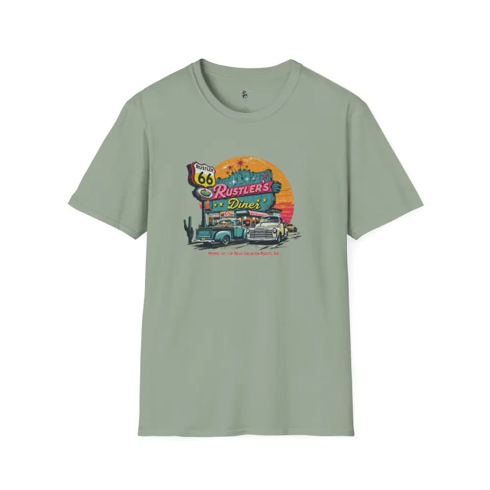 ’Rustler’s Diner Tee’ - Double R Western’s™ - Softstyle T-Shirt - S / Sage - T-Shirt