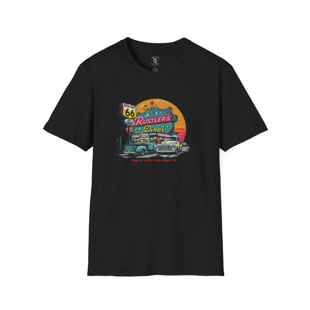 ’Rustler’s Diner Tee’ - Double R Western’s™ - Softstyle T-Shirt - XS / Black - T-Shirt
