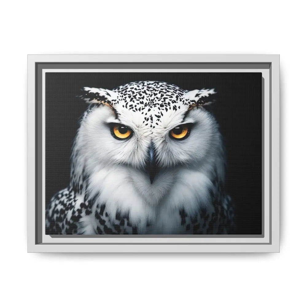 Sacred Snow Owl Framed Canvas - Double R Western™ - 12’’ x 9’’ (Horizontal) / White / 1.25’’ - Canvas