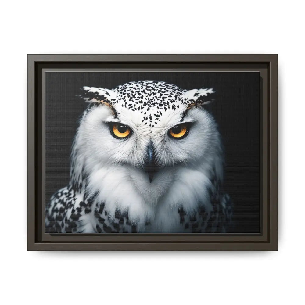Sacred Snow Owl Framed Canvas - Double R Western™ - 12’’ x 9’’ (Horizontal) / Espresso / 1.25’’ - Canvas