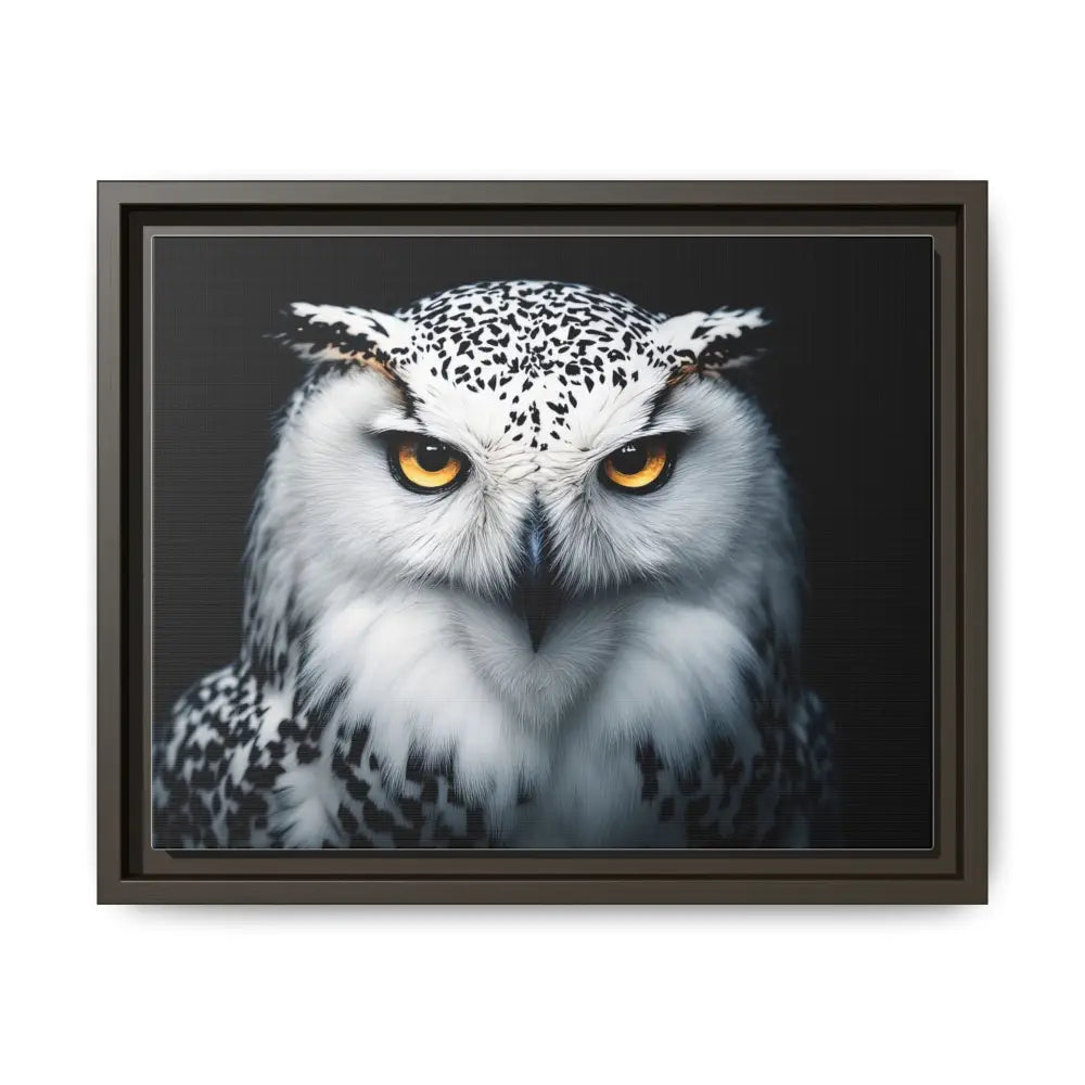 Sacred Snow Owl Framed Canvas - Double R Western™ - 14″ x 11″ (Horizontal) / Espresso / 1.25’’ - Canvas