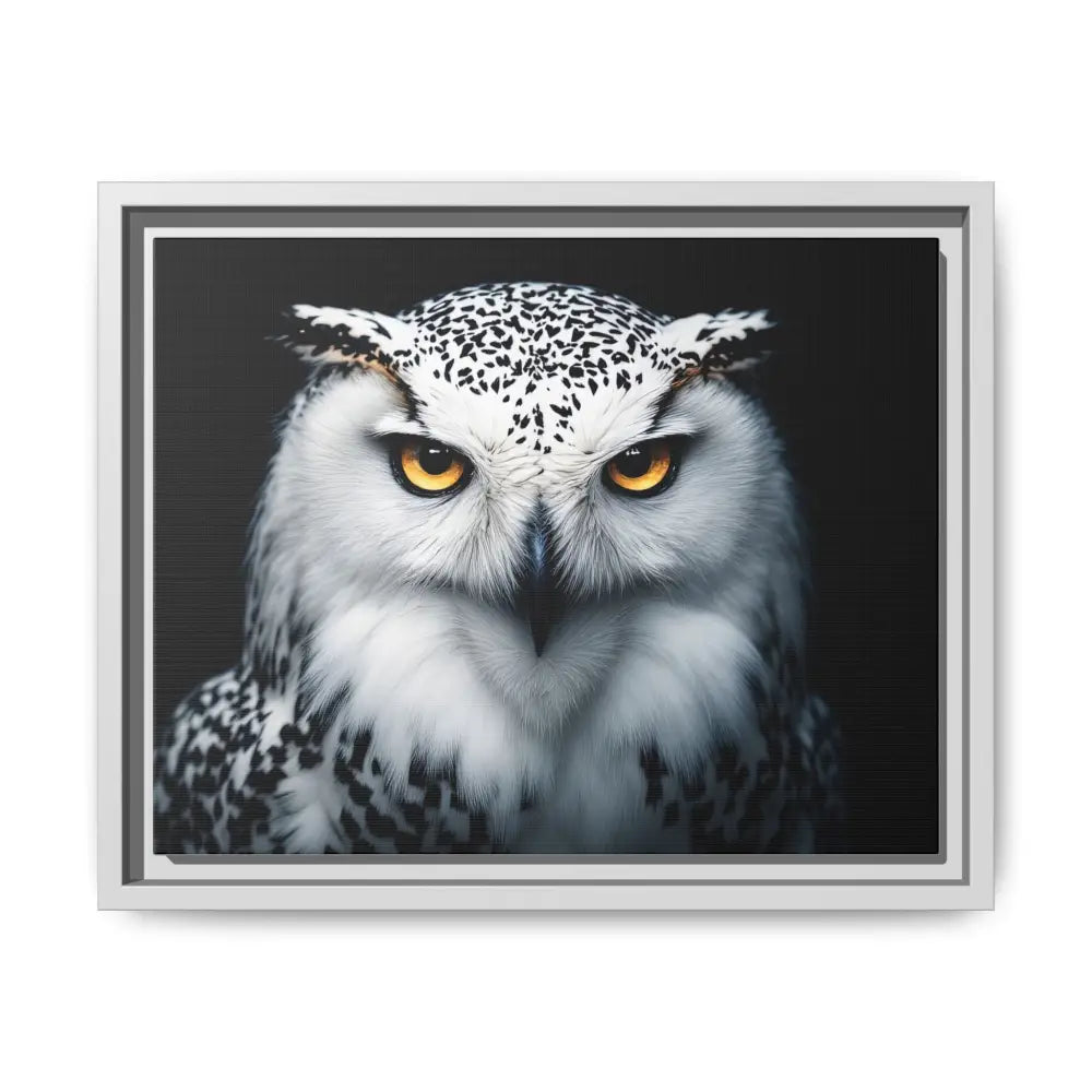 Sacred Snow Owl Framed Canvas - Double R Western™ - 14″ x 11″ (Horizontal) / White / 1.25’’ - Canvas