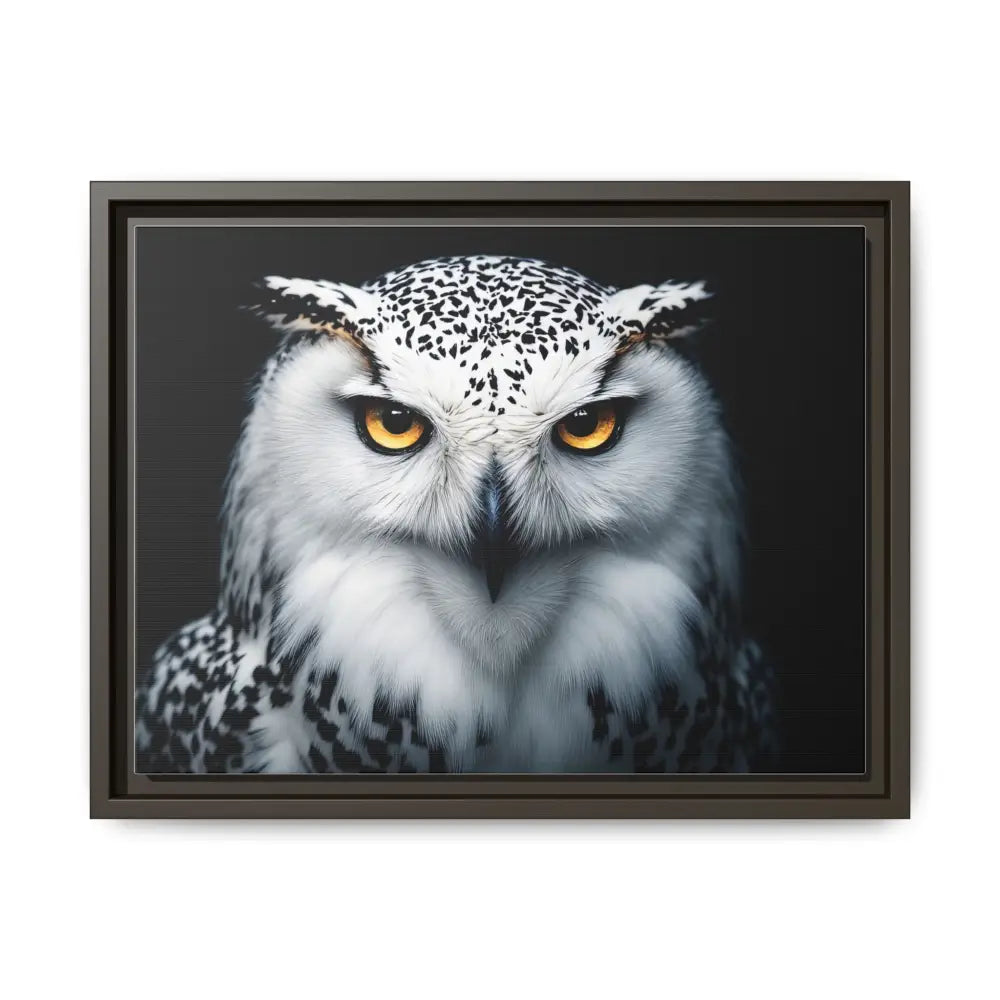 Sacred Snow Owl Framed Canvas - Double R Western™ - 16″ x 12″ (Horizontal) / Espresso / 1.25’’ - Canvas