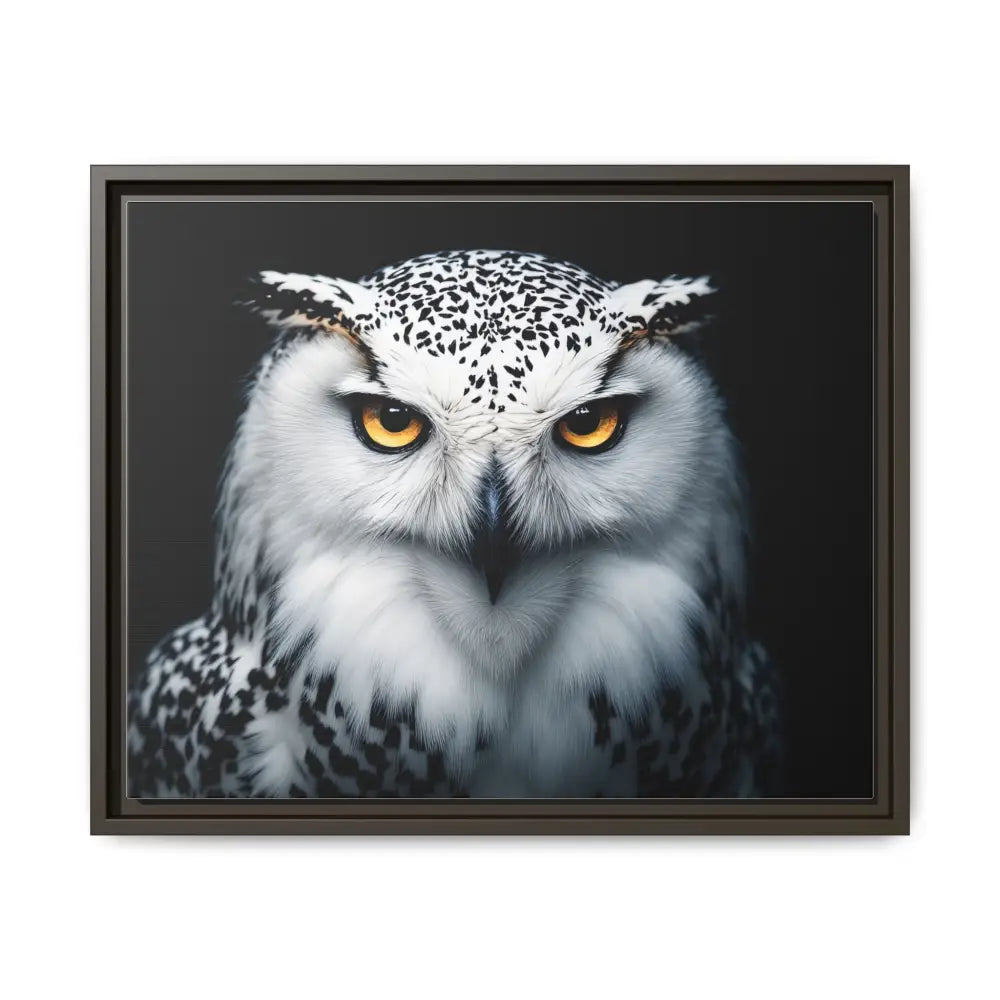 Sacred Snow Owl Framed Canvas - Double R Western™ - 20″ x 16″ (Horizontal) / Espresso / 1.25’’ - Canvas