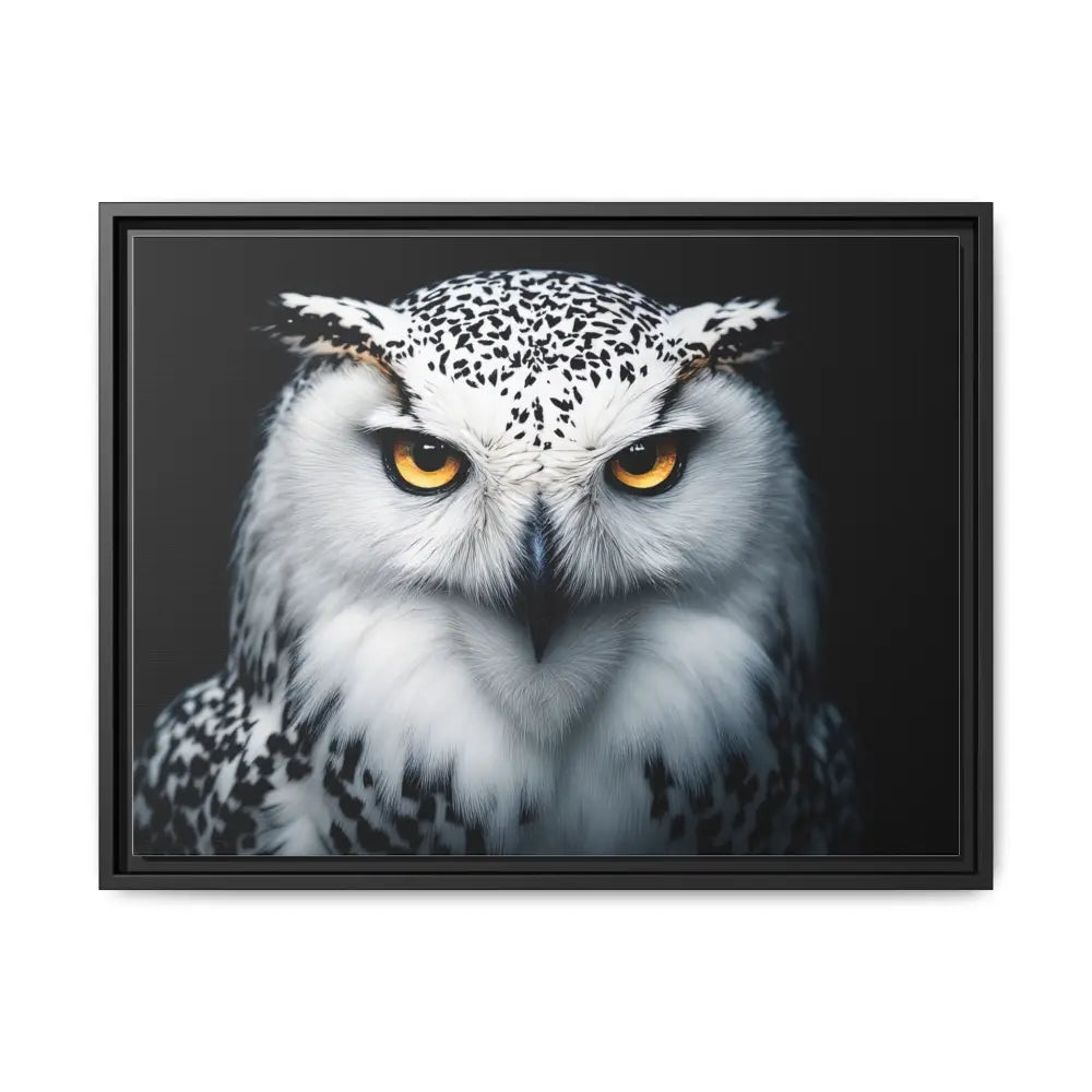 Sacred Snow Owl Framed Canvas - Double R Western™ - 24″ x 18″ (Horizontal) / Black / 1.25’’ - Canvas