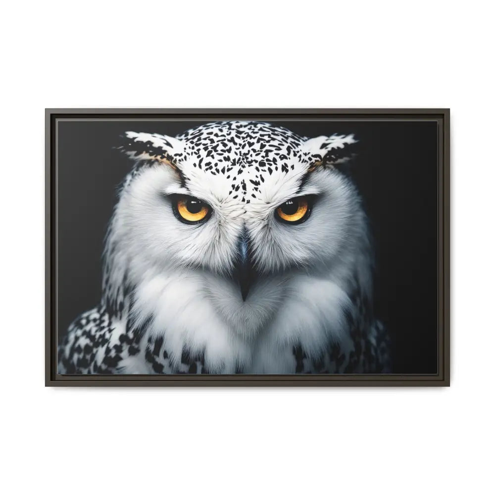 Sacred Snow Owl Framed Canvas - Double R Western™ - 30″ x 20″ (Horizontal) / Espresso / 1.25’’ - Canvas