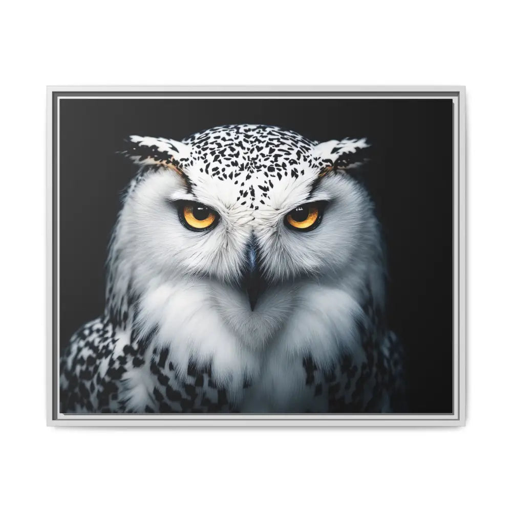Sacred Snow Owl Framed Canvas - Double R Western™ - 30’’ x 24’’ (Horizontal) / White / 1.25’’ - Canvas