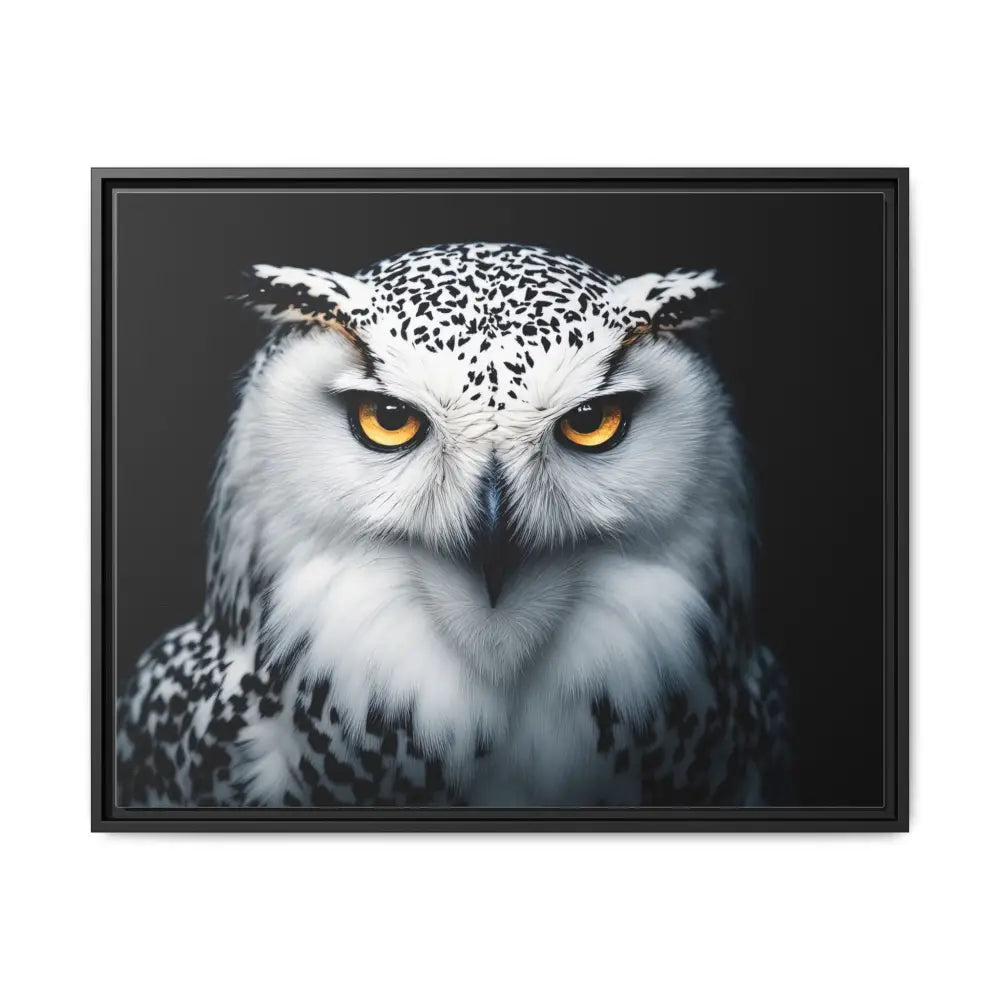 Sacred Snow Owl Framed Canvas - Double R Western™ - 30’’ x 24’’ (Horizontal) / Black / 1.25’’ - Canvas