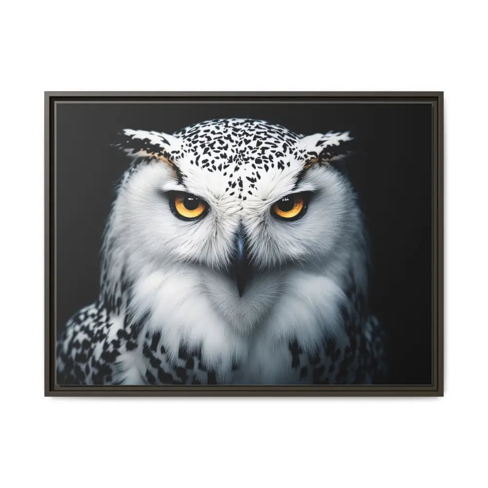 Sacred Snow Owl Framed Canvas - Double R Western™ - 32’’ x 24’’ (Horizontal) / Espresso / 1.25’’ - Canvas