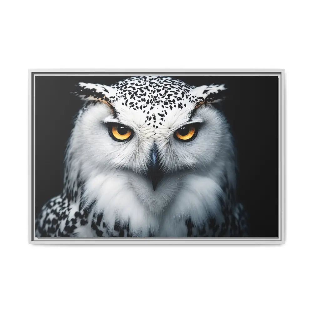 Sacred Snow Owl Framed Canvas - Double R Western™ - 36’’ x 24’’ (Horizontal) / White / 1.25’’ - Canvas