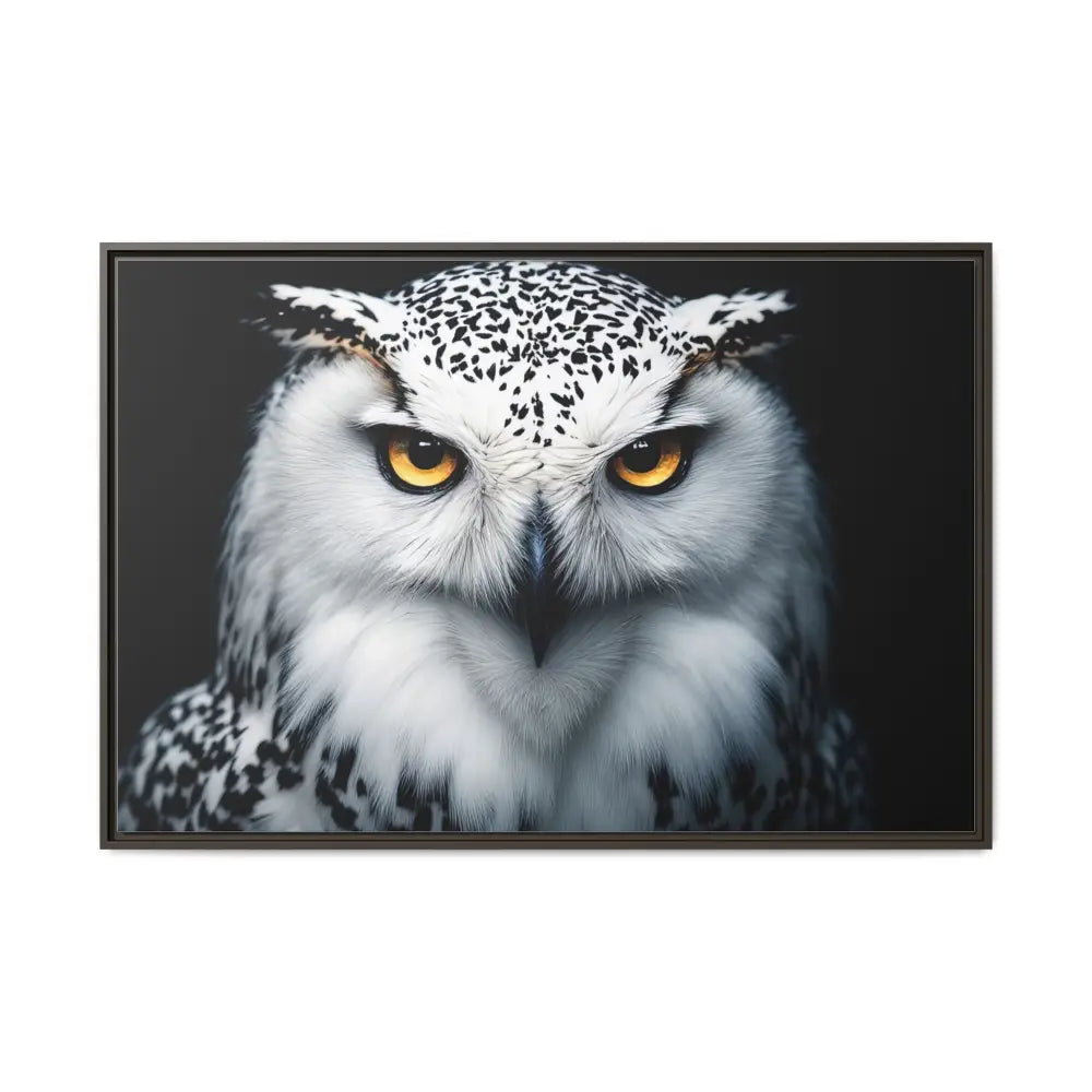 Sacred Snow Owl Framed Canvas - Double R Western™ - 48″ x 32″ (Horizontal) / Espresso / 1.25’’ - Canvas