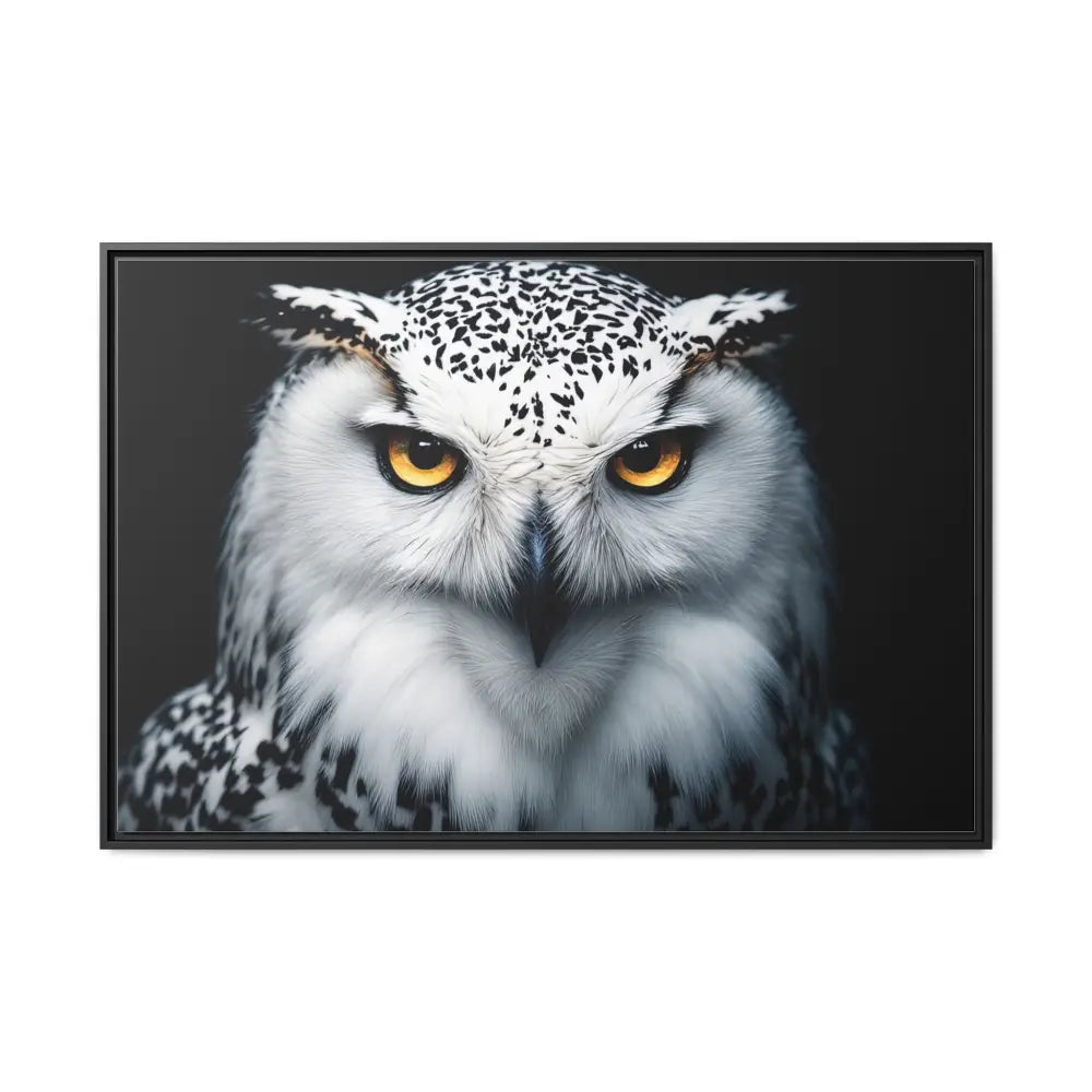 Sacred Snow Owl Framed Canvas - Double R Western™ - 48″ x 32″ (Horizontal) / Black / 1.25’’ - Canvas