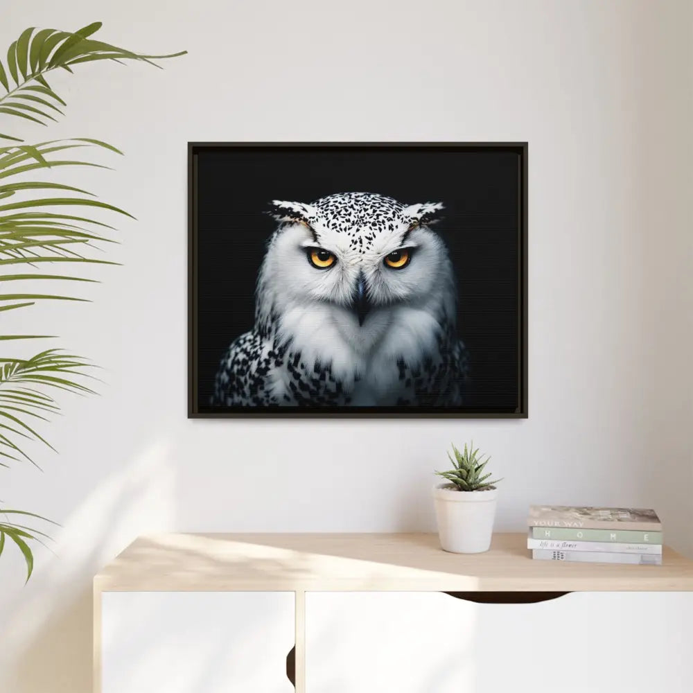 Snow Owl Midnight Edition Framed Art Canvas Wrap – Double R Western™ Canvas