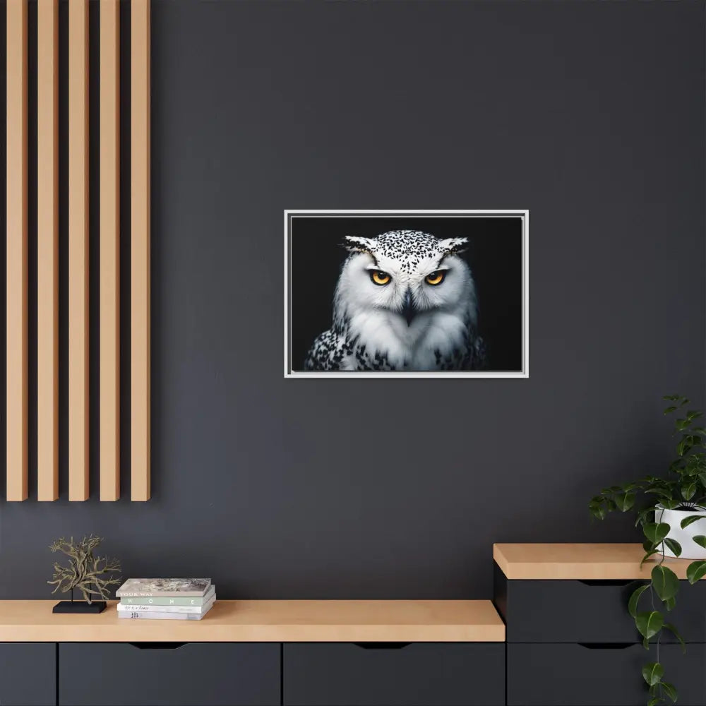 Snow Owl Midnight Edition Framed Art Canvas Wrap – Double R Western™ Canvas