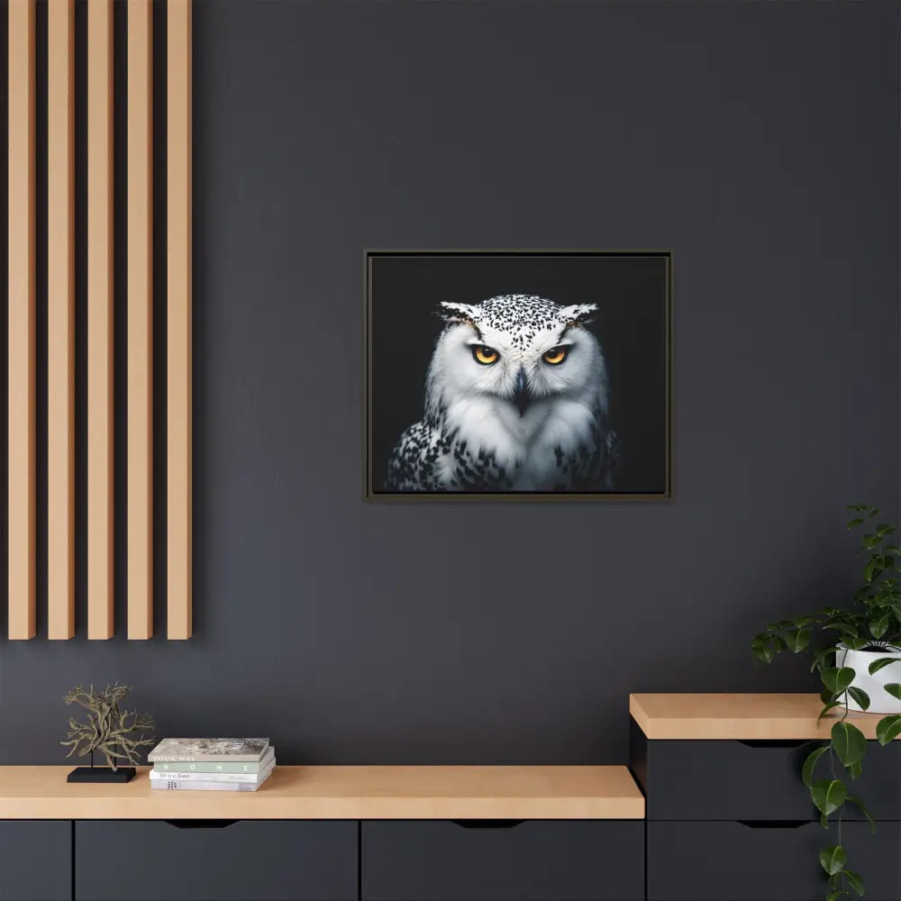 Snow Owl Midnight Edition Framed Art Canvas Wrap – Double R Western™ Canvas