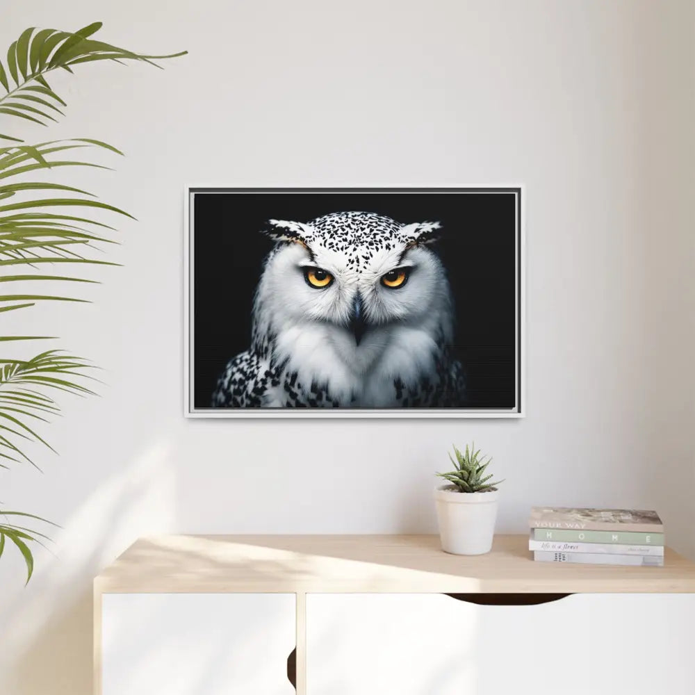 Snow Owl Midnight Edition Framed Art Canvas Wrap – Double R Western™ Canvas