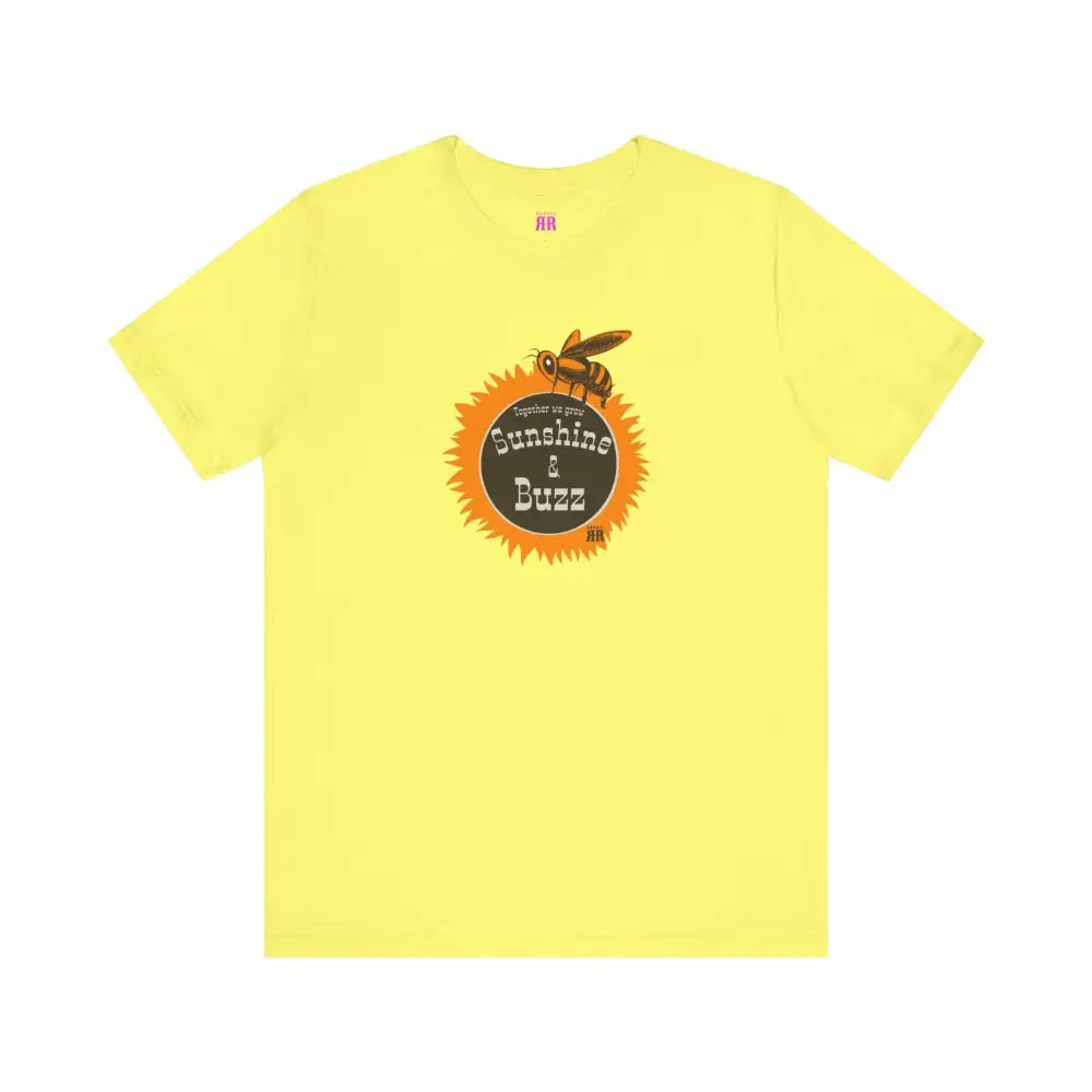 ’Sunshine and Buzz Together We Grow’ Double R Western’s ™ - Women’s Jersey T-Shirt - Yellow / XS - T-Shirt