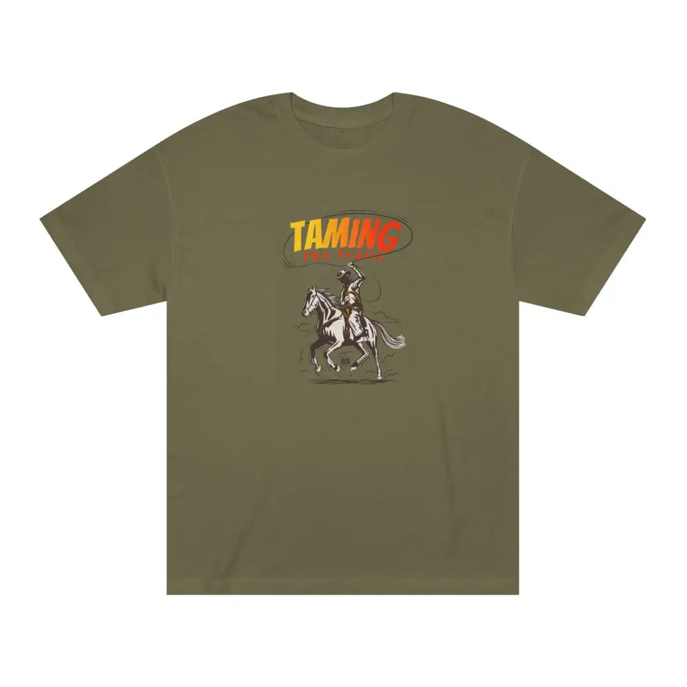 ’Taming the Trails’ - Double R Western’s™ - Classic Tee - Military Green / S - T-Shirt
