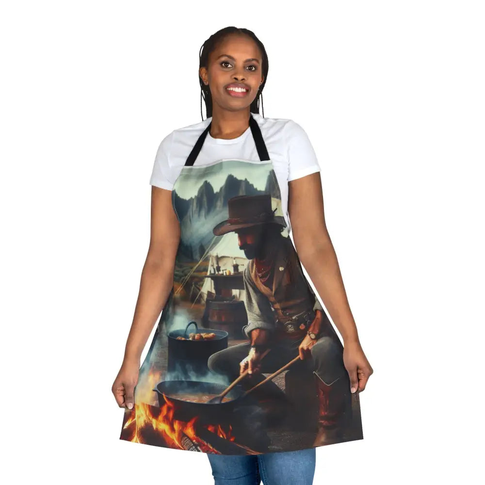 ’Trailblazer’s Hearth: Custom Cowboy Apron’ Double R Western’s Apron 5 Color Straps (AOP) One size / Black All Over