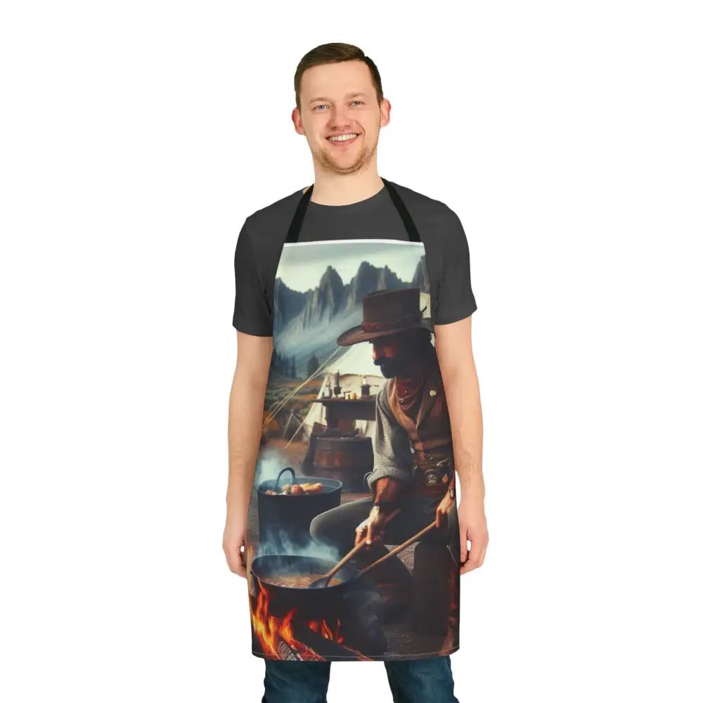 ’Trailblazer’s Hearth: Custom Cowboy Apron’ Double R Western’s Apron 5 Color Straps (AOP) One size / Black All Over