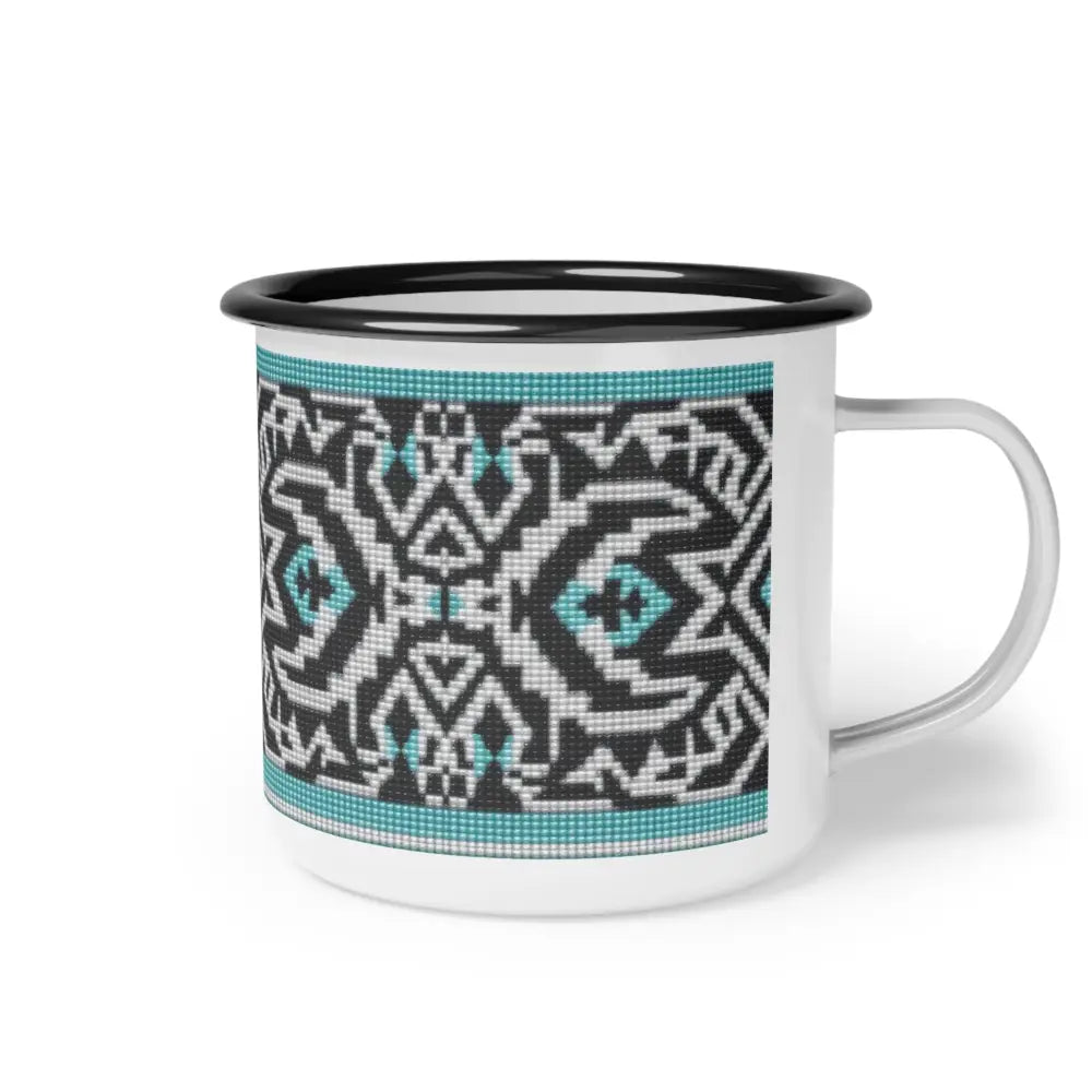 ’Tribal Echoes’ Enamel Camp Mug Perfect for Camping & Outdoor Adventures 12oz / Black Rim Mug