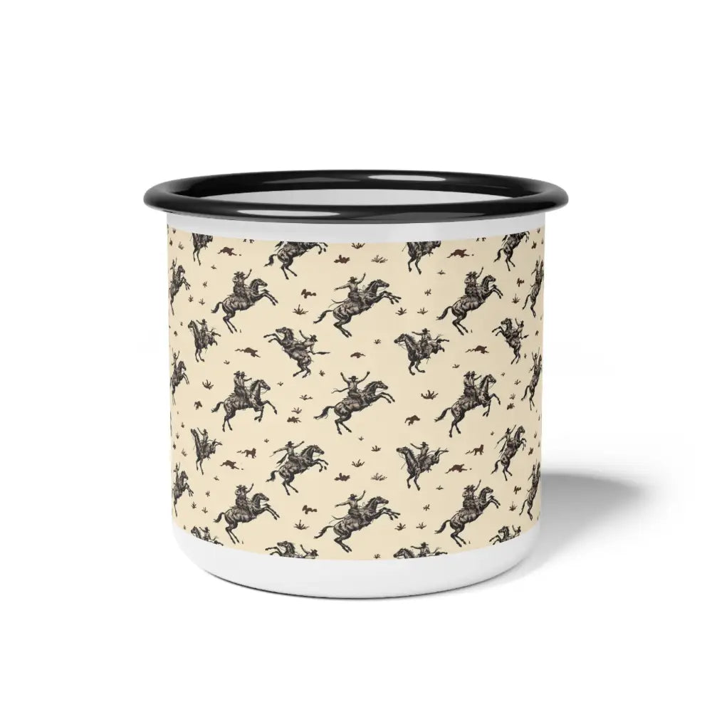 Wild West Bucking Bronco Enamel Camp Mug Perfect for Camping & Outdoor Adventures 12oz / Black Rim Mug