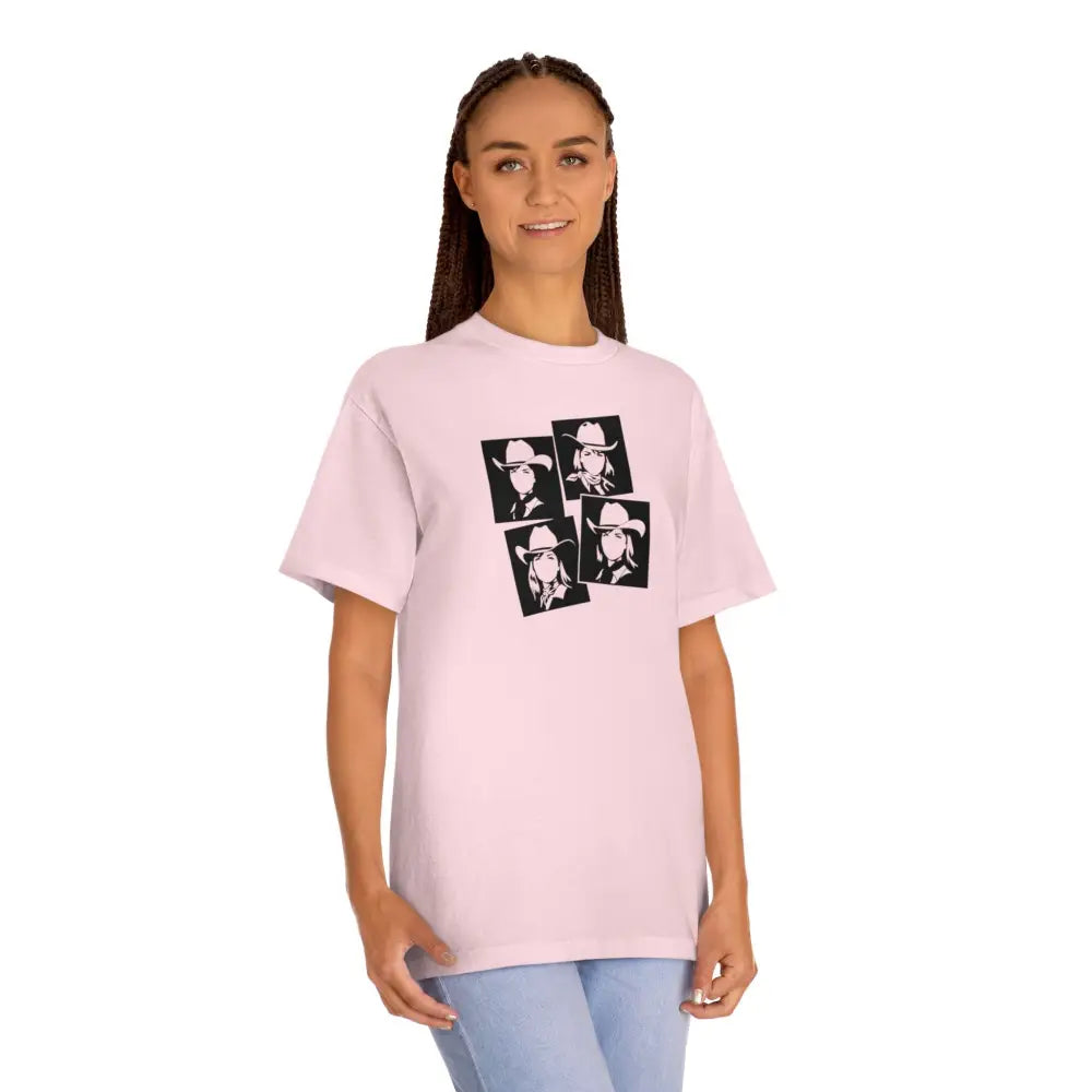Wild West Muse Pop Art Cowgirl Tee – Women’s (Pink & Celadon) | Double R Western™ Hot off the trail T Shirt