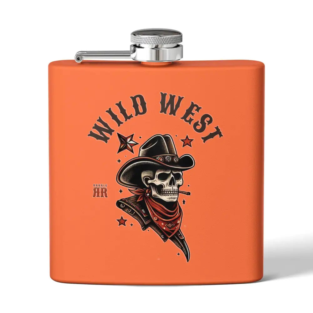 ’Wild West Show’ Double R Western’s Stainless Steel Flask 6oz 6oz / Orange Mug