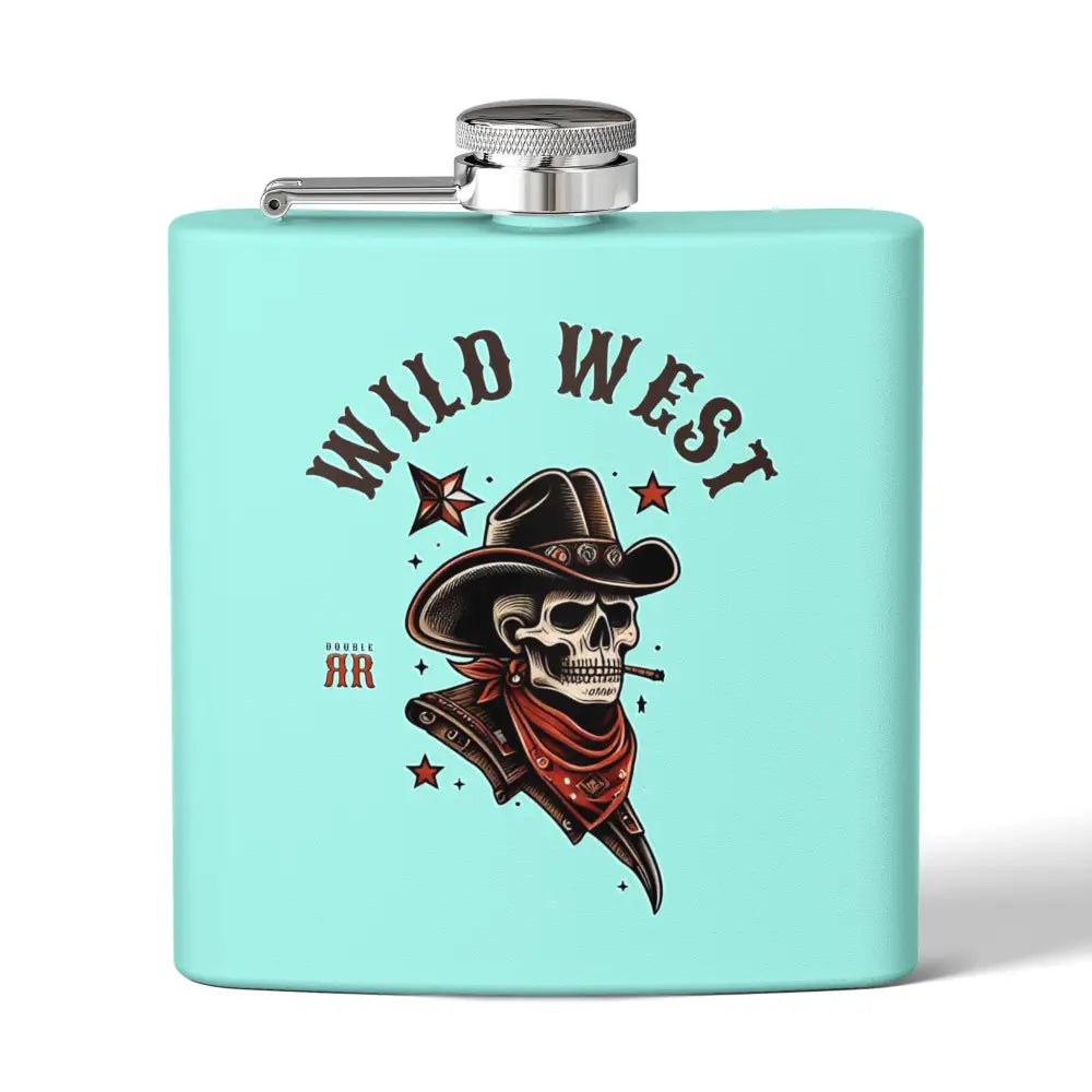 ’Wild West Show’ Double R Western’s Stainless Steel Flask 6oz 6oz / Teal Mug