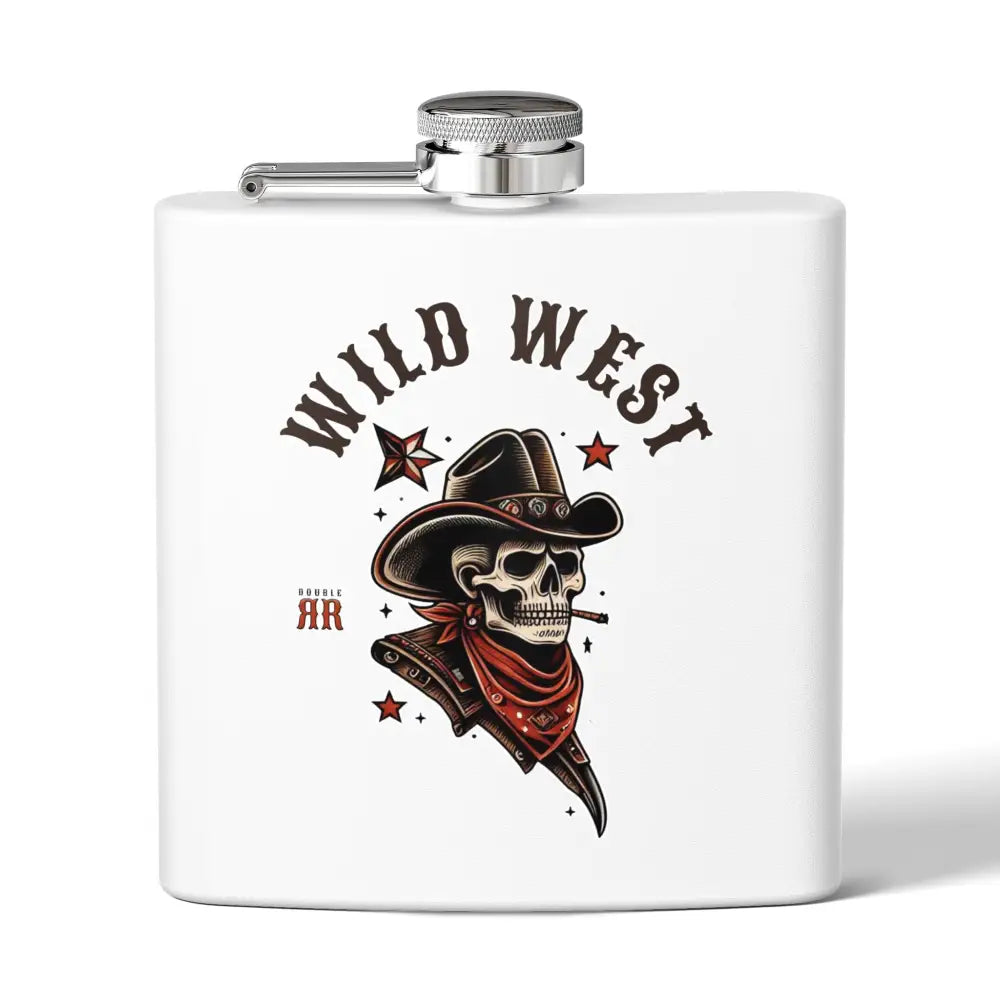 ’Wild West Show’ Double R Western’s Stainless Steel Flask 6oz 6oz / White Mug