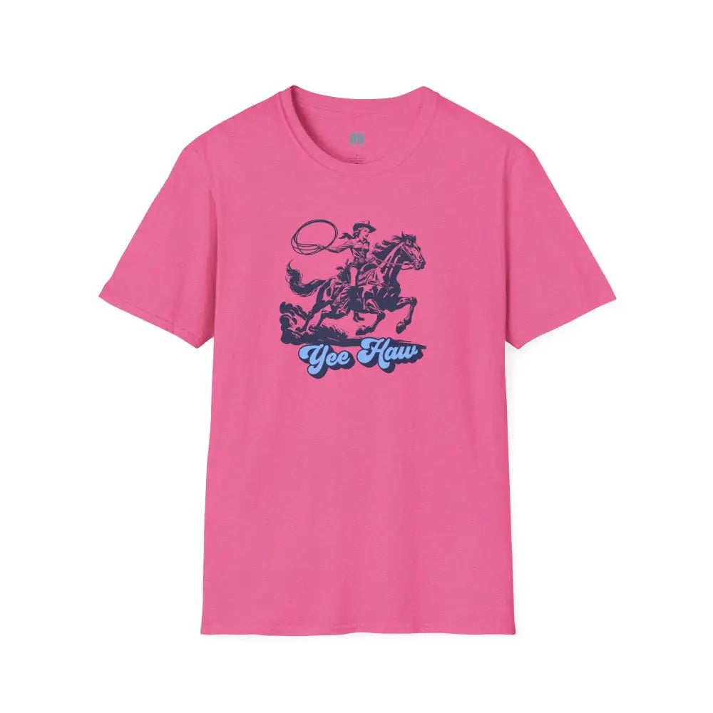 Yee Haw Cowgirl Tee Unisex Softstyle Tee Heather Heliconia / S T Shirt