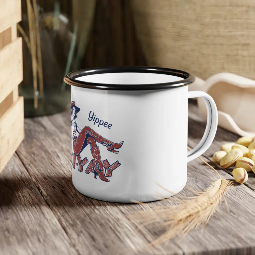 Yippee Ki-Yay - Enamel Camp Mug – Double R Western’s Hot Off The Trail - 12oz / Black Rim - Mug