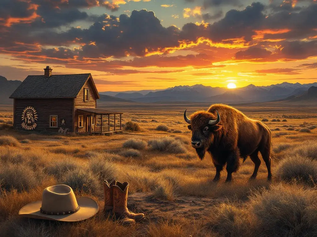 Western landscape with bison.