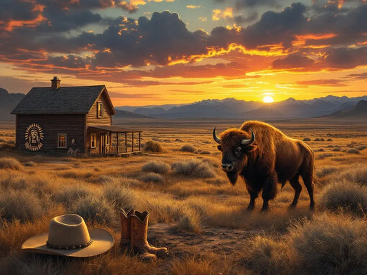 Western landscape with bison.