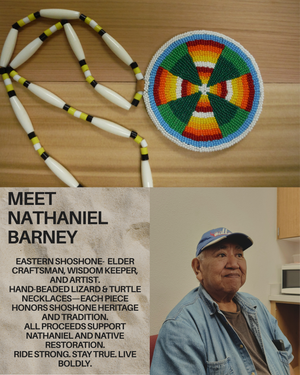 Hand-beaded lizard and turtle necklaces by Eastern Shoshone elder Nathaniel Barney, Wind River Reservation, one-of-a-kind.