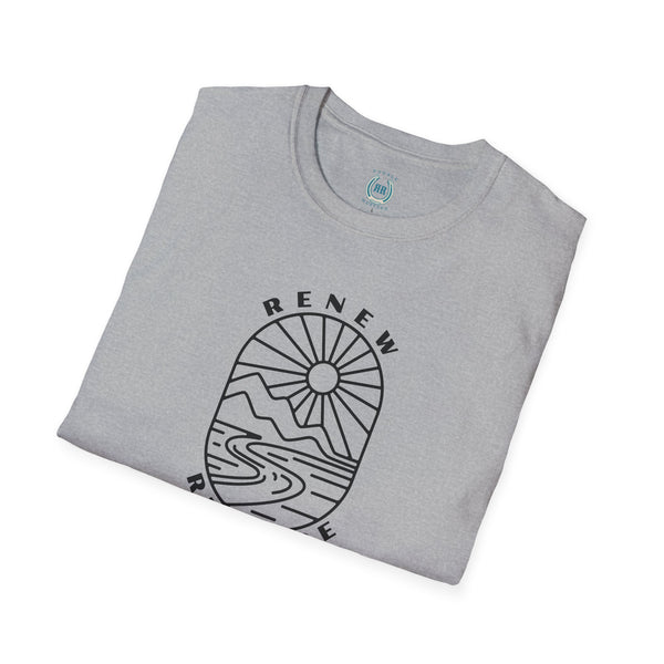 Sport grey crew neck T-shirt with large black Western circular graphic