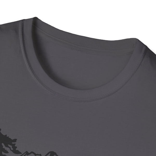 Charcoal crew neck T-shirt neckline, short sleeves
